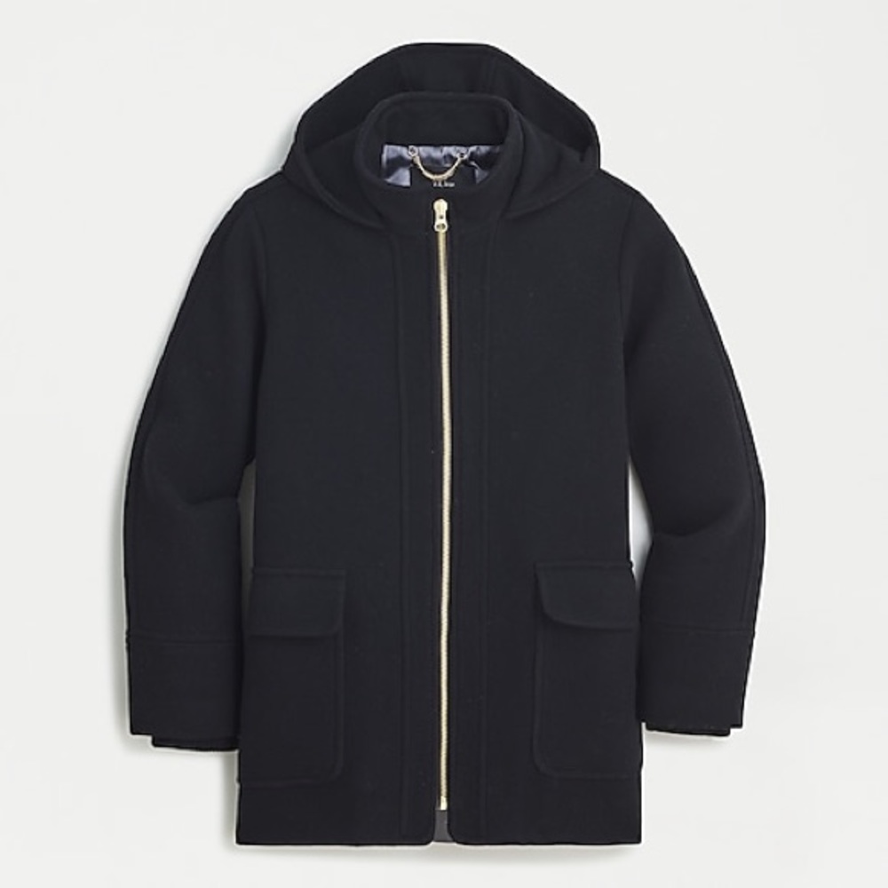 J. Crew Swing Coat Stadium-Cloth Wool Black 8